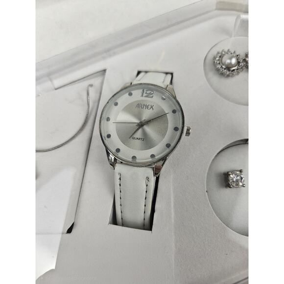 NEW Vintage Arnex Ladies Rhinestone & Silvertone Quartz Watch‎ Earrings Necklace main image 6